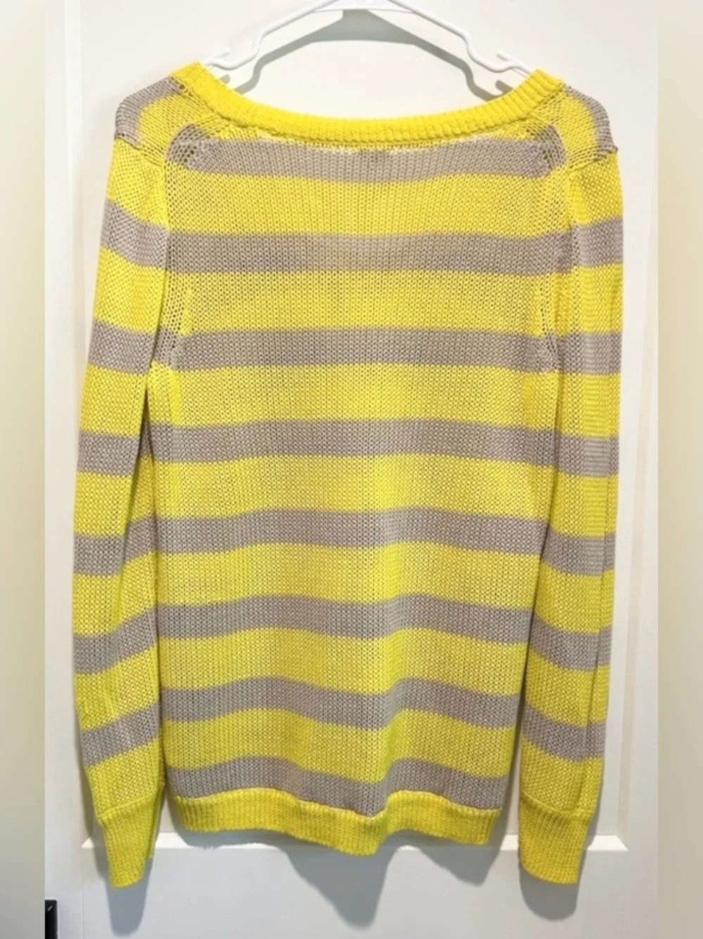 J.Crew Yellow Gray Striped Lightweight Cotton Sweater Size Small